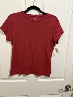 Aerie Red Short Sleeve Textured Knit T-Shirt Size S